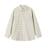 Chemise en velours côtelé à carreaux rétro hip-hop pour homme