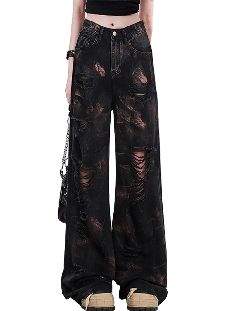 Y2K Gothic Ripped Baggy Jeans