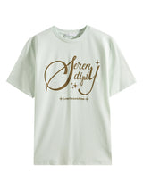 Women Versatile Retro Loose Round Neck Alphabet T-Shirt