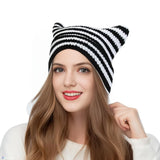 Cute Cat Ears Striped Beanie