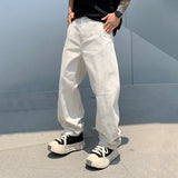 Versatile White American Style Retro Loose Fit Jeans