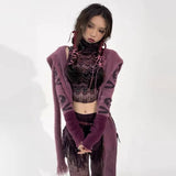 Y2Kスカルフーデッドラップセーター