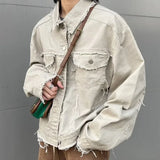 Frayed Retro Workwear Denim Jacket