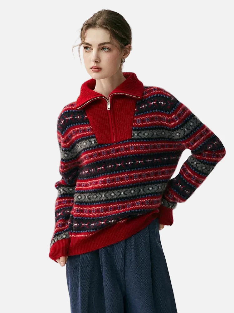 Cozy Vintage Half Zipper Casual knitwear Sweater
