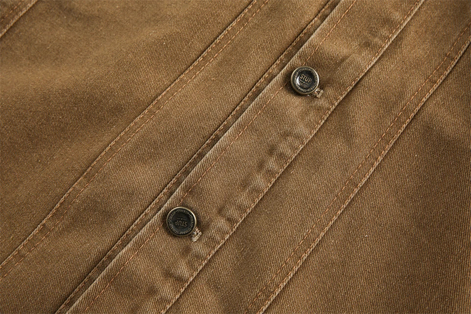 Close-up of a brown fabric with buttons