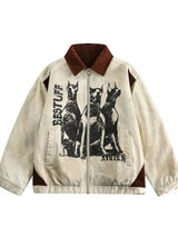 Streetwear Vintage Cartoon Print Oversized Jacket