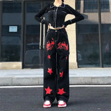 Vintage Hip Hop Red Star Painted Jeans