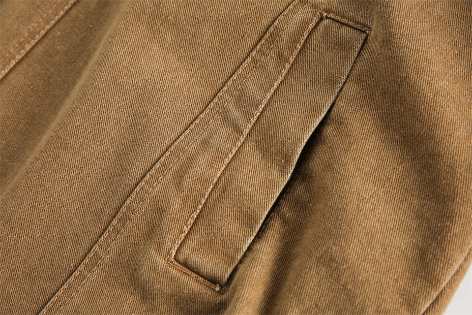 Close-up of a brown fabric pocket