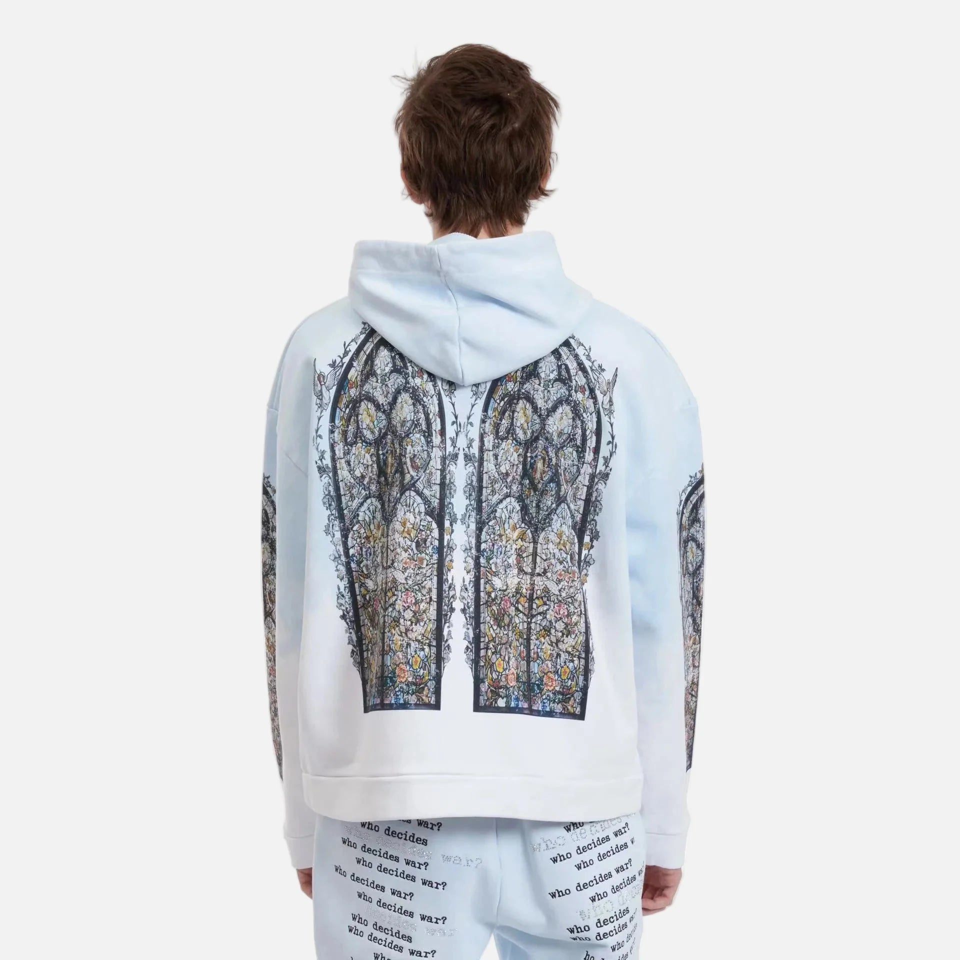 Y2K Blue Gradient Vintage Distressed Hoodie