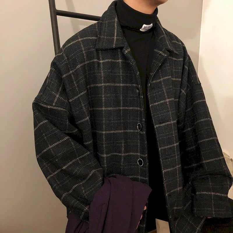 Aesthetic Plaid Men Jacket