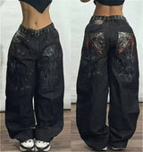 Y2K Embroidered Wide-Leg Jeans