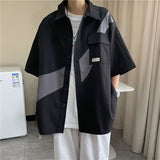 Chemise japonaise décontractée et polyvalente à couleurs contrastées