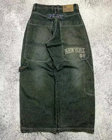 Y2K Embroidered Wide-Leg Jeans