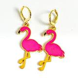 Golden Flamingo Charm Handmade Earring