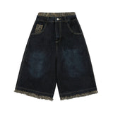 Camouflage Patchwork Wide Leg Denim Jorts