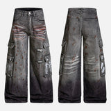American Style Ink Splash Denim Cargo Jeans