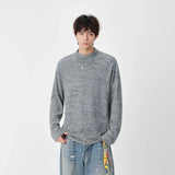 Lightweight Textured Knit Mock Neck Sweater