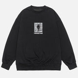 Versatile Loose Fit Round Neck Print Sweatshirt