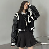 Autumn Korean Letter Embroidery Leather Jacket