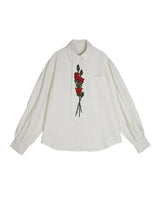 Chemise longue chic rétro à broderie florale
