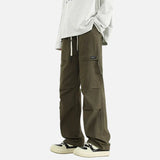 Solid Color Casual Loose Wide Leg Cargo Pants
