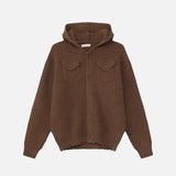 Strickjacke mit Fransenmuster, dick gestrickt, mit Kapuze