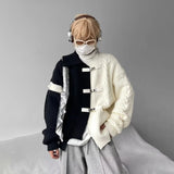 Personality Soft Knit Button Splicing Cardigan