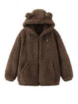 Veste en fausse fourrure épaisse marron représentant un ours