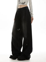 American Streetwear Vintage High Waist Lace-Up Sweatpants