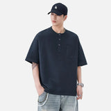 Versatile Heavyweight Henley Neck T-Shirt