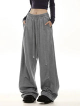 American Streetwear Vintage High Waist Lace-Up Sweatpants