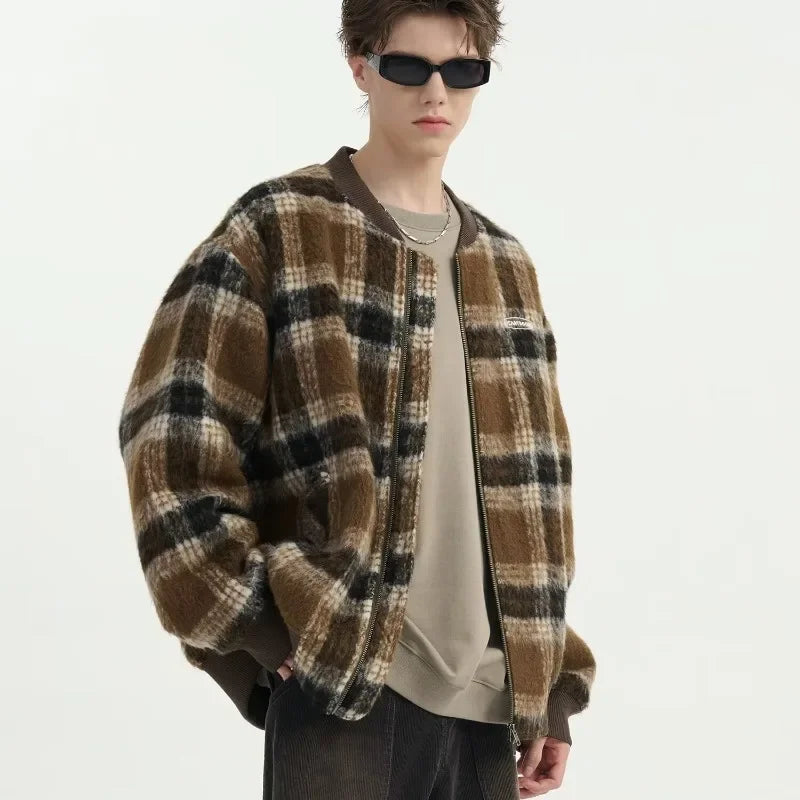 Veste bomber en laine à carreaux Pinnacle