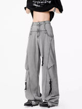 Men's Vintage Ripped Straight Leg Denim Jeans