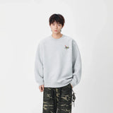 Cozy Feather Pattern Letter Print Sweatshirt