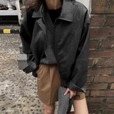 Stylische Winter-Retro-Lederjacke mit Reißverschluss