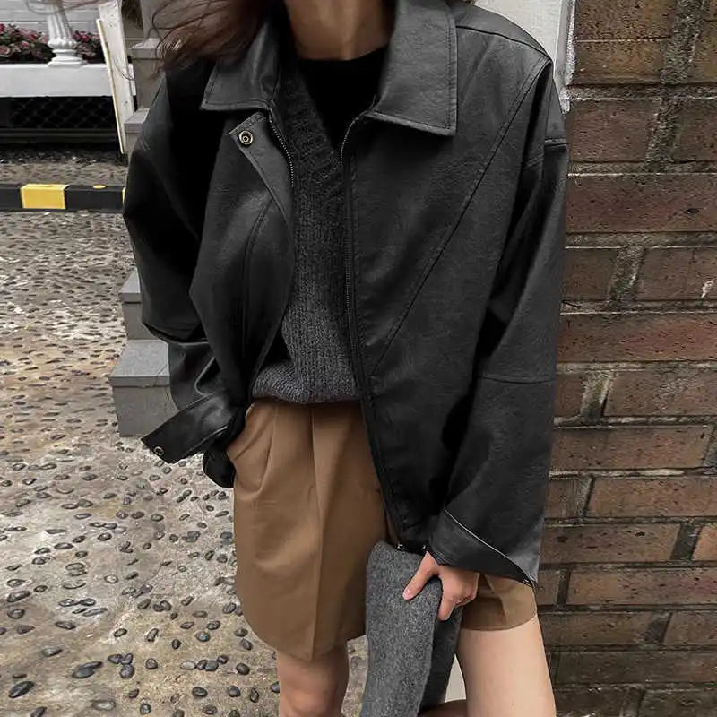 Winter Stylish Retro Zipper Leather Jacket