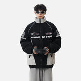Retro Contrast Color Print Casual Windbreaker Jacket