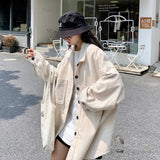 レディース 黒 コーデュロイ ルーズフィット ジャケット