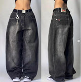 Y2K Embroidered Wide-Leg Jeans