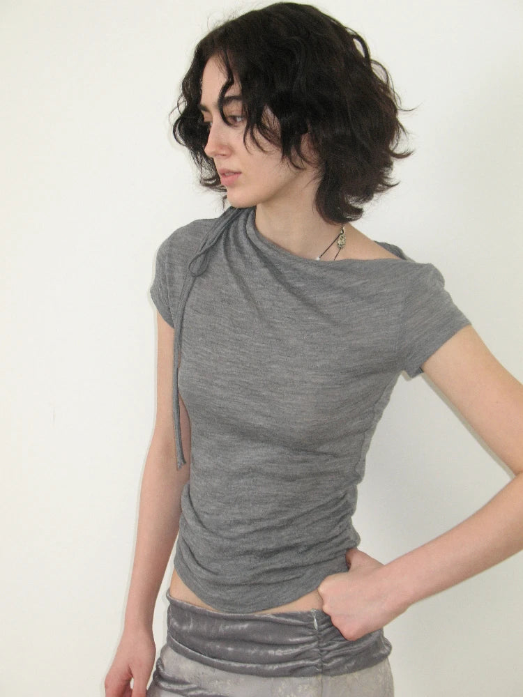 Grey Solid Women’s Crop Top