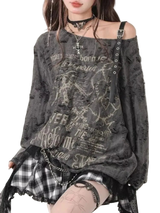 Y2K Gothic Hollow Out Off-Shoulder Sweatshirt