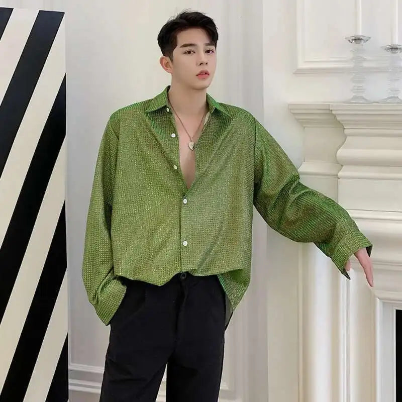 Chemise élégante à manches longues ornée de sequins
