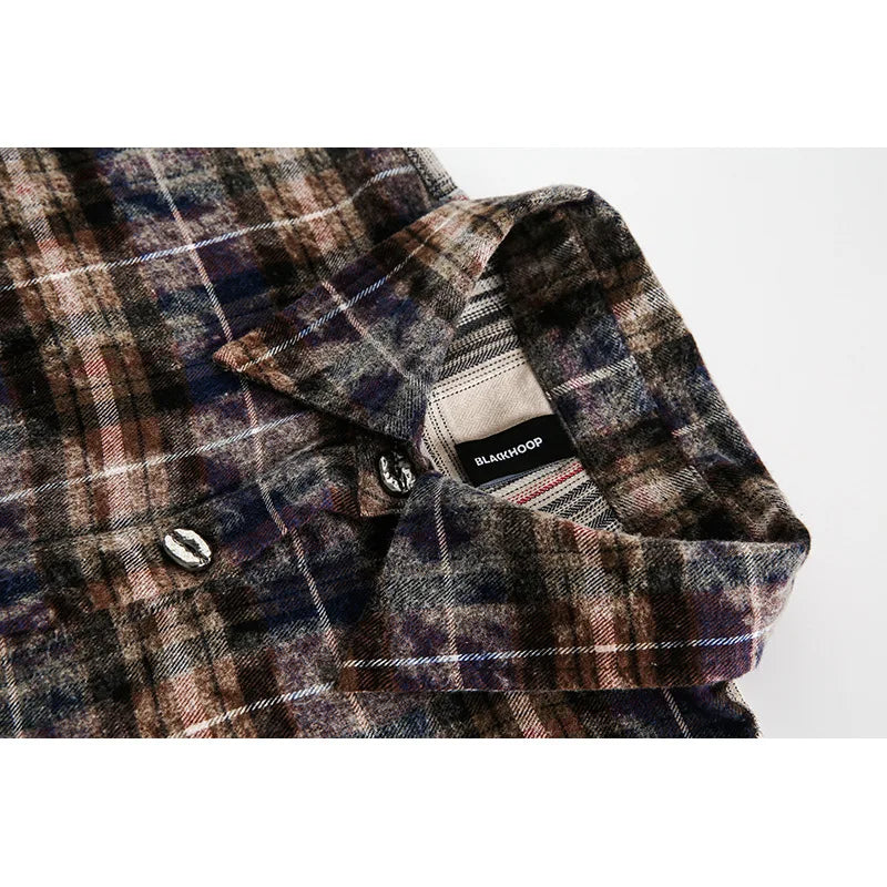 Langarmhemd mit Used-Look-Karo und Batikmuster