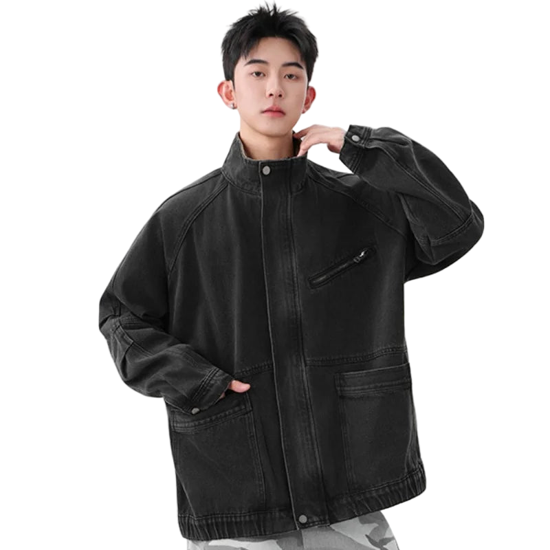 Vintage Denim Zip-Up Jacket