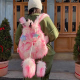 Mochila Soft Pink Plush Y2K Rucksack