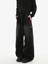 Streetwear Vintage Falten-Cargo-Jeans mit weitem Bein