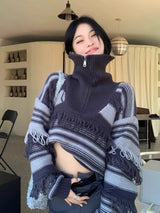 Pull à franges rayé haut de gamme pour l'automne