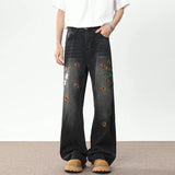 Handsome Embroidered Wide Leg Denim Jeans