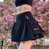 Sexy Punk-Minirock in Schwarz mit Falten