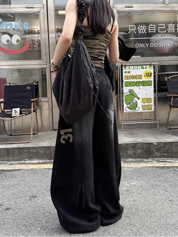 Gothic Street Aura Oversized Graphic Dance Sweatpants